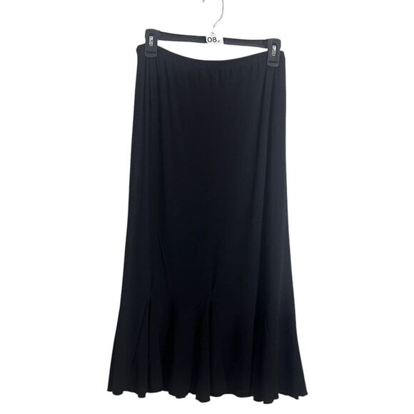 Susan Lawrence Skirt Medium Black Pleated Hem Maxi Pull-On - Picture 1 of 3